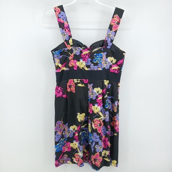 Candies Black Floral Print Sweetheart Babydoll Mini Dress Womens 9 Y2K HOCO - Picture 7 of 11